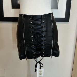 Fashion Nova Black Lace Up Mini Skirt